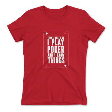 Play Poker Womens T-Shirt in Red color
